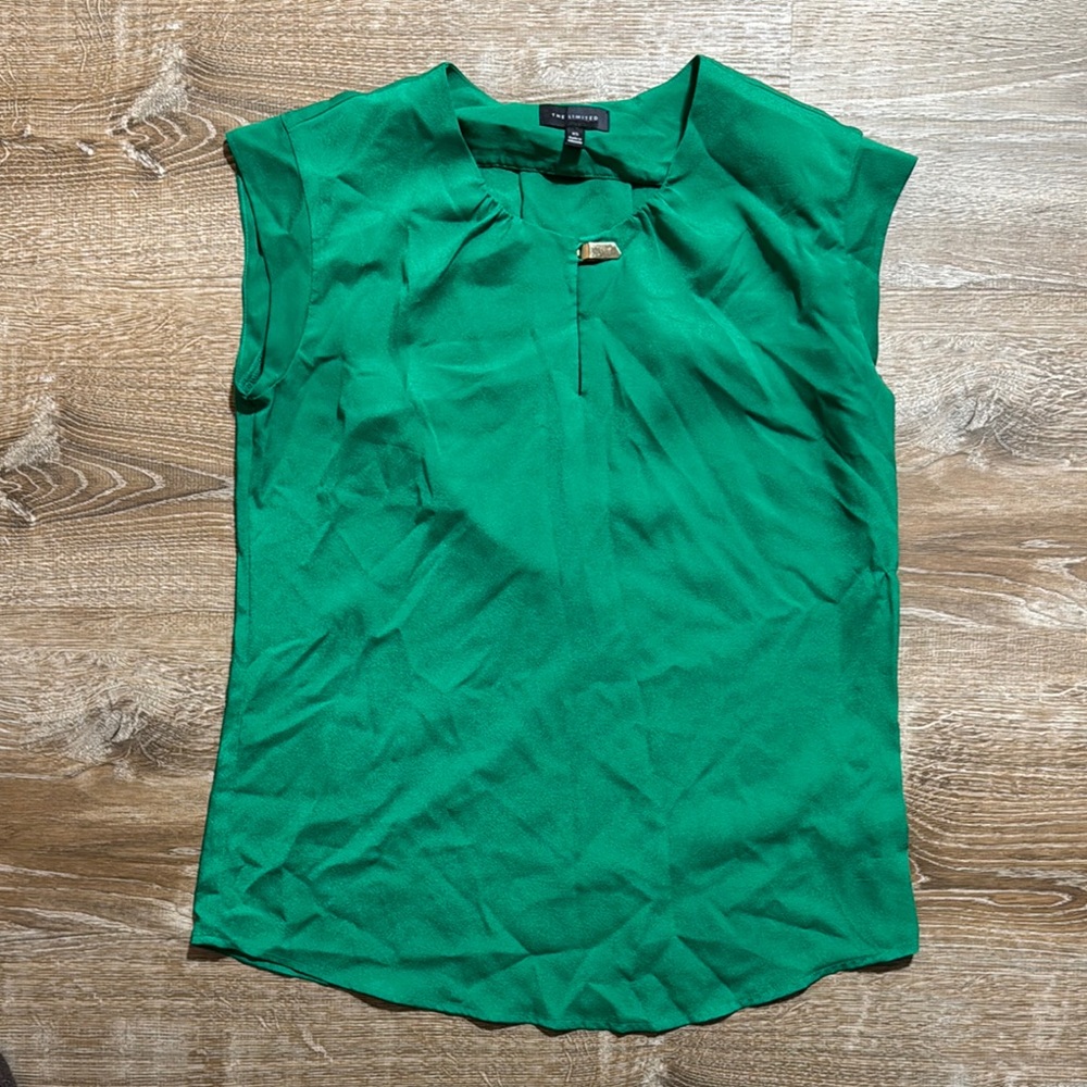 The Limited Green Cap Sleeve Blouse